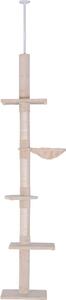 AllMyPets Albero Tiragraffi Multilivello a Soffitto con Amaca e Altezza Regolabile 40x34x230-260 cm colore Beige - D3DH9CWBEI