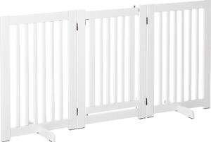 AllMyPets Cancelletto per Cani Pieghevole a 3 Pannelli Porta Centrale con Blocco Struttura in MDF 155x76cm Bianco - 047WTeD06