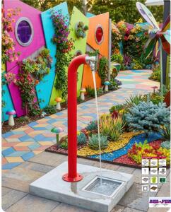 Fontana da Giardino a colonna forma di Periscopio Design Moderno Belfer Dimensioni 11x18xh 80 cm - peso 3,2 kg design , colore Rosso