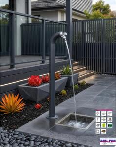 Fontana da Giardino a colonna forma di Periscopio Acciaio Design Moderno Belfer Dimensioni 11x18xh 80 cm - peso 3,2 kg design, colore Antracite