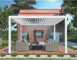 VivaGarden Pergola Bioclimatica da Esterno in Alluminio Copertura a Lamelle Orientabili Dimensioni 4x4 mt colore Bianco