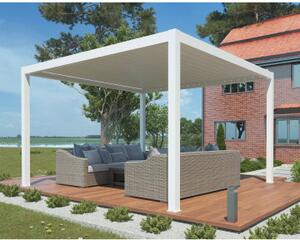 VivaGarden Pergola Bioclimatica da Esterno in Alluminio Copertura a Lamelle Orientabili Dimensioni 4x4 mt colore Bianco