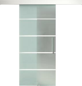 Brugel Porta Scorrevole In Vetro a Strisce con Binario In Alluminio 75x210 cm - B70041