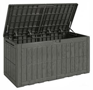 Outsunny Cassapanca esterno 440 L in resina impermeabile con coperchio, Marrone | Aosom Italy