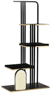 PawHut Tiragraffi industriale con 3 piattaforme, cuscini e pannello graffiante, 85x48x170 cm, Nero | Aosom Italy