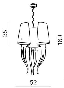 Azzardo AZ0028 - Lampadario su fune DIABLO 6xE14/11W/230V bianco