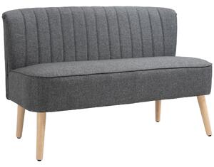 HOMCOM Divano 2 posti imbottito effetto lino con telaio in legno, 117 cm, Grigio | Aosom Italy