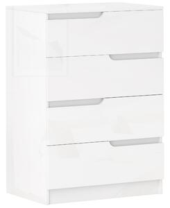 HOMCOM Cassettiera 4 cassetti con struttura in legno e piedini, Bianco | Aosom Italy