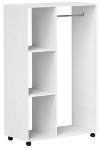 HOMCOM Armadio appendiabiti su ruote con barra e ripiano, 80x40x128 cm, Bianco | Aosom Italy