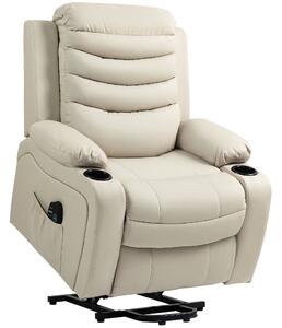 HOMCOM Poltrona relax elettrica con alzapersone, massaggio e riscaldamento, Crema | Aosom Italy