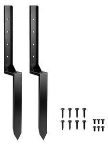 Outsunny Set riparazione pali recinzione 2 pezzi con chiodi, 81x5,5x12 cm, Nero | Aosom Italy