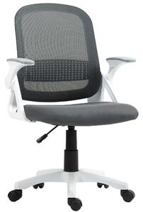 HOMCOM Sedia ufficio in mesh con braccioli ribaltabili e supporto lombare, Grigio | Aosom Italy
