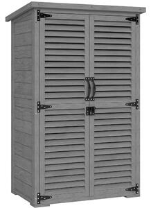 Outsunny Armadio giardino in legno con 2 ripiani e tetto bitumato, 75x50x118 cm, Grigio | Aosom Italy