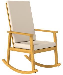Outsunny Poltrona dondolo in legno con cuscino, 60x89x107 cm, Beige | Aosom Italy