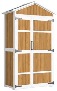 Outsunny Armadio giardino impermeabile con doppia porta, 105x55x179 cm, Legno naturale | Aosom Italy