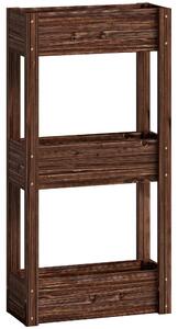 Outsunny Fioriera rialzata 3 livelli con drenaggio e fodera, 60x25x120 cm, Marrone | Aosom Italy