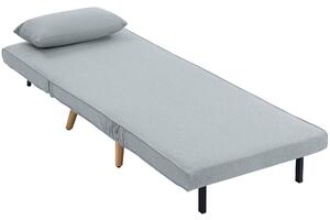 HOMCOM Poltrona letto 3 in 1 con schienale a 5 posizioni e cuscino, Grigio | Aosom Italy