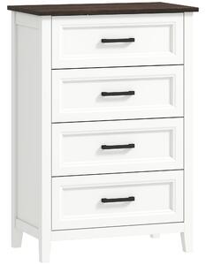 HOMCOM Comò stretto e alto con piano effetto legno, 60x35x87 cm, Bianco | Aosom Italy