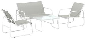 Outsunny Set giardino 4 pezzi con divano 2 posti e tavolo vetro, Grigio chiaro | Aosom Italy