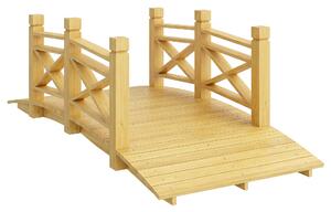 Outsunny Ponte giardino in legno ad arco con corrimano, 174x78x57,5 cm, Legno naturale | Aosom Italy