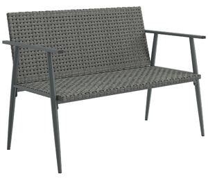 Outsunny Panca giardino 2 posti in resina intrecciata e acciaio, 110x58x78 cm, Grigio | Aosom Italy