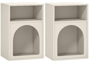 HOMCOM Set 2 comodini con scomparti aperti e design ad arco, 40x30x60 cm, Crema | Aosom Italy
