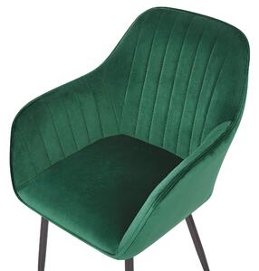 Set di 2 sedie da pranzo Braccioli in velluto verde Gambe in metallo Nero Retro Glam Beliani