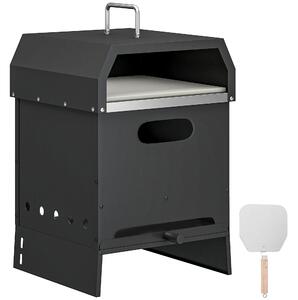 Outsunny Forno a legna per pizza 3-in-1 da esterno, 2 livelli con pietra per pizza, maniglie, pala | Aosom Italy