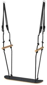 AIYAPLAY Altalena skateboard regolabile con corda e pedana antiscivolo, Nero | Aosom Italy