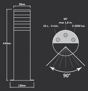 Lampada esterna TEKSAS 1xE27/12W/230V IP44 44 cm antracite con sensore