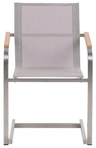 Set di 6 sedie da giardino grigio sedile sintetico struttura in acciaio inox stile cantilever Beliani
