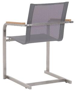 Set di 2 sedie da giardino grigio sedile sintetico struttura in acciaio inox stile cantilever Beliani