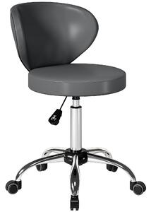 HOMCOM Sgabello con ruote in PU regolabile con schienale, Grigio | Aosom Italy
