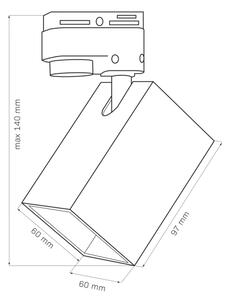 Faretto per sistema a binario SQUARE 1xGU10/10W/230V nero