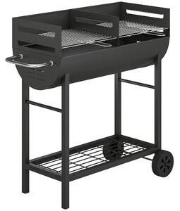 Outsunny Barbecue carbone con griglia regolabile e ripiano, 103x46,5x100 cm | Aosom Italy