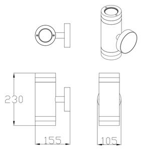 Applique da esterno RINO 2xGU10/12W/230V IP54 nero