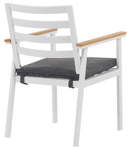 Set di 4 sedie da giardino in alluminio bianco grigio scuro cuscini per sedili con finitura verniciata a polvere per esterni Beliani