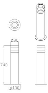 Lampada da esterno RINO 1xE27/12W/230V IP54 74 cm nero