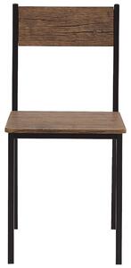 Set da pranzo Piano in legno scuro Gambe in acciaio Nero Tavolo rettangolare 110 x 70 cm 4 sedie Modern Industrial Beliani