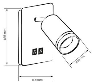 Luce Spot da parete a LED PARIGI 1xGU10/10W/230V + LED/6W/230V nero