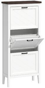HOMCOM Scarpiera stretta 18 paia con 3 cassetti ribaltabili, Bianco | Aosom Italy