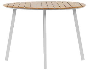 Tavolo da pranzo per esterni leggero legno plastica legno piano a doghe struttura in alluminio gambe rotonde 105 cm 4 posti Beliani