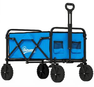 Outsunny Carrello giardino pieghevole con ruote bloccabili, 85x50x99 cm, Blu | Aosom Italy