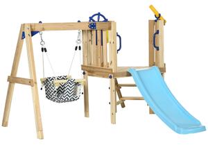 AIYAPLAY Altalena e scivolo legno con accessori, 18-48 mesi, Legno naturale | Aosom Italy