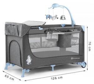 KINDERKRAFT - Lettino da viaggio JOY con accessori grigio-blu