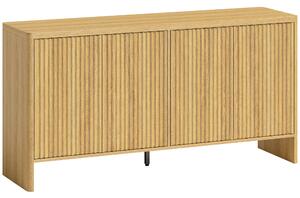 HOMCOM Buffet soggiorno con 4 ante scanalate e ripiano regolabile, 147x40x77 cm, Rovere | Aosom Italy