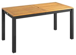 Outsunny Tavolo da giardino in legno 6 persone con foro per ombrellone, 150x75x75 cm, Legno naturale | Aosom Italy