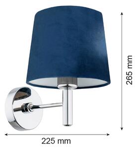 Argon 3908 - Applique BOLZANO 1xE27/15W/230V blu/cromo lucido