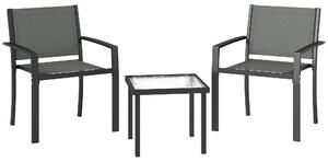 Outsunny Set terrazza 3 pezzi con sedie in textilene e tavolo vetro, Grigio chiaro | Aosom Italy