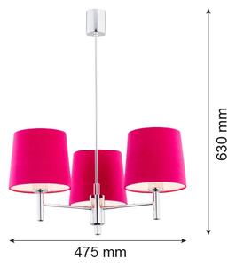 Argon 1382 - Lampadario su palo BOLZANO 3xE27/15W/230V rosa/cromo lucido